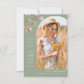 Wildflower Bloom Afstuderen Foto Dank u Bedankkaart (Voorkant)