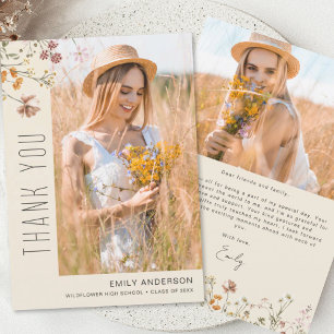 Wildflower Bloom Afstuderen Foto Dank u Kaart