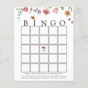 Wildflower Bloom Baby Bingo Game Kaart