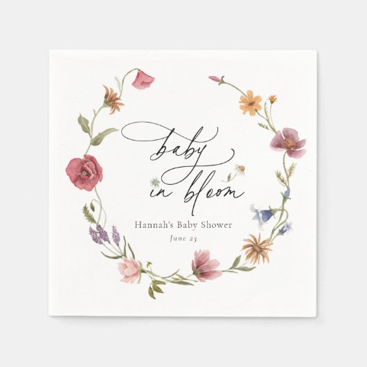 Wildflower Bloom Baby shower servetten (Voorkant)