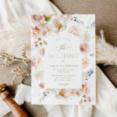 Wildflower Bloom foto bruiloft uitnodiging