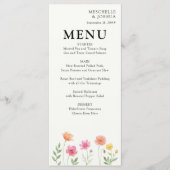Wildflower Bloom Pink Orange Floral Wedding Menu (Devant)