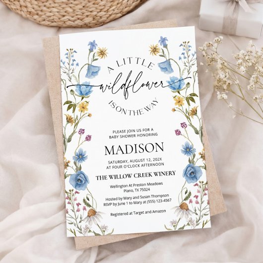 Wildflower Blue Baby Shower Invitation