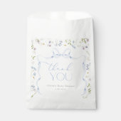 Wildflower Blue Bow lijst Baby shower Dank u Bedankzakje (Voorkant)