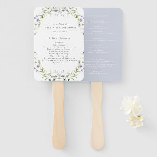 Wildflower Blue Waterverf Elegant Wedding Programm Handwaaier