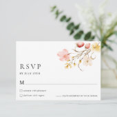 Wildflower Blush Floral Garden Wedding RSVP Cards (Debout devant)