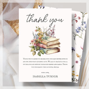Wildflower Boek Thema Baby shower Bedankkaart