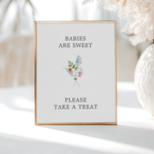 Wildflower Boeket Baby shower Sign Poster