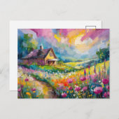 Wildflower Boerderij Landschap Moderne Abstracte k Briefkaart (Voorkant / Achterkant)