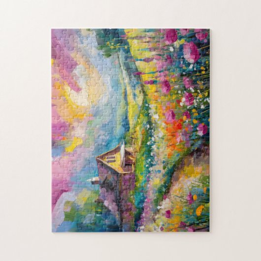 Wildflower Boerderij Landschap Moderne Abstracte k Legpuzzel (Verticaal)