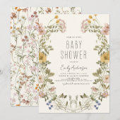 Wildflower Boho Baby shower Elegant Modern Kaart (Voorkant / Achterkant)