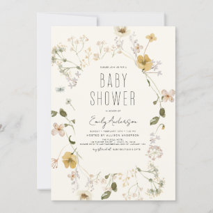 Wildflower Boho Baby shower Elegant Modern Kaart