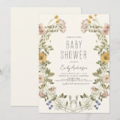 Wildflower Boho Baby shower Elegant Modern Kaart (Voorkant / Achterkant)