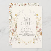 Wildflower Boho Baby shower Elegant Modern Kaart (Voorkant / Achterkant)
