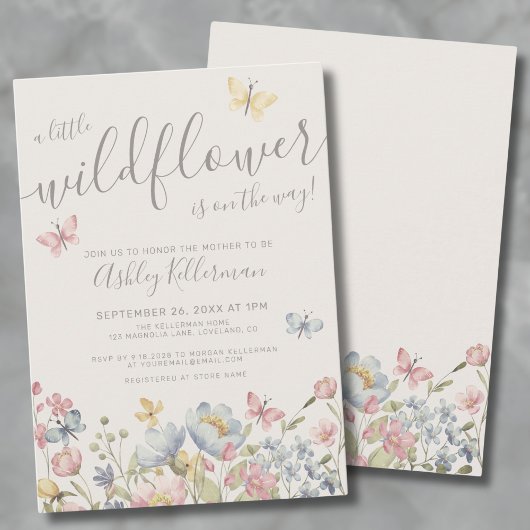 Wildflower Boho Baby shower Kaart