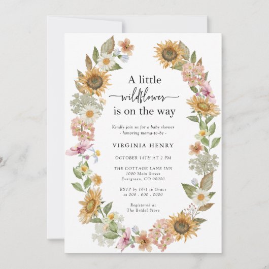 Wildflower Boho Baby shower Kaart (Voorkant)