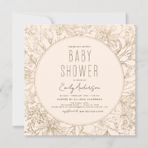 Wildflower Boho Baby shower Terracotta Modern Kaart