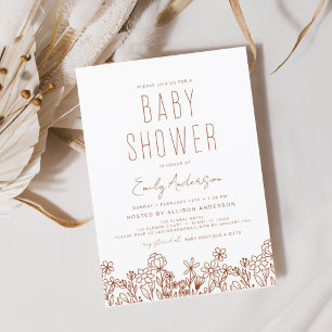 Wildflower Boho Baby shower Terracotta Modern Kaart