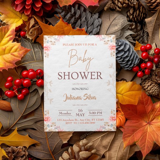 Wildflower Boho Baby shower Uitnodiging
