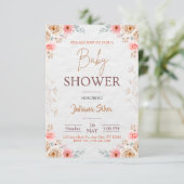Wildflower Boho Baby shower Uitnodiging (Staand voorkant)