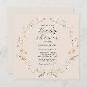 Wildflower Boho Baby shower Uitnodiging (Voorkant / Achterkant)