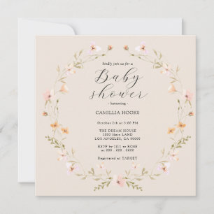 Wildflower Boho Baby shower Uitnodiging