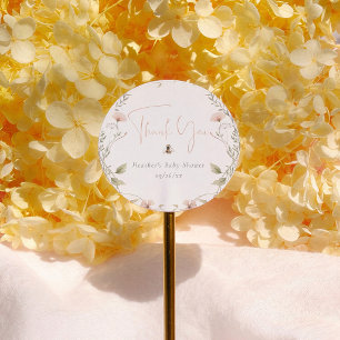 Wildflower Boho Bijenmeisje Baby Shower Dank je we Ronde Sticker