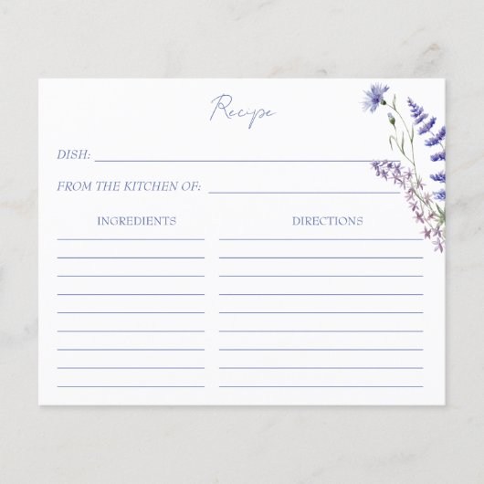 Wildflower boho bloemen recept kaart (Voorkant)