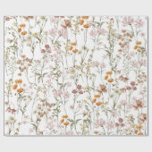 Wildflower Boho Bloom Garden White Cadeaupapier (Vlak)