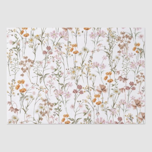 Wildflower Boho Bloom Garden White Tissuepapier (Voorkant)