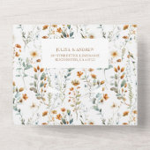 Wildflower boho bruiloft alles in één all in one uitnodiging (Achterkant)