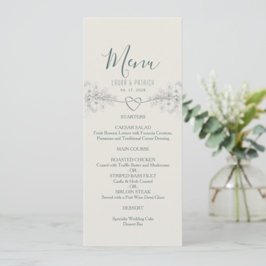 Wildflower Boho Bruiloft Menu (Staand voorkant)