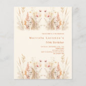 Wildflower boho budget verjaardagsuitnodiging (Voorkant)