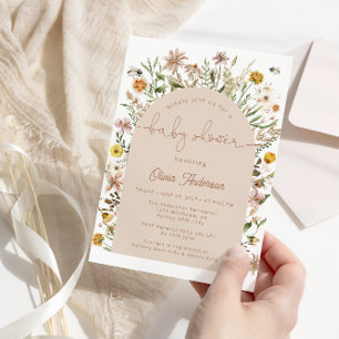 Wildflower Boho Chic Baby shower Kaart
