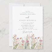 Wildflower Boho Chic Bruiloft Kaart (Voorkant)