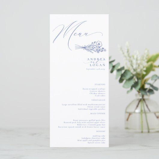 Wildflower Boho Chic Bruiloft Menu (Staand voorkant)