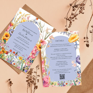 Wildflower boho chique bloemenkrans bruiloft detai kaart