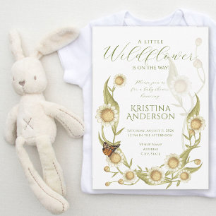 Wildflower Boho Daisy Baby shower Uitnodiging