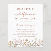Wildflower Boho eerste verjaardag tuin uitnodiging (Voorkant)