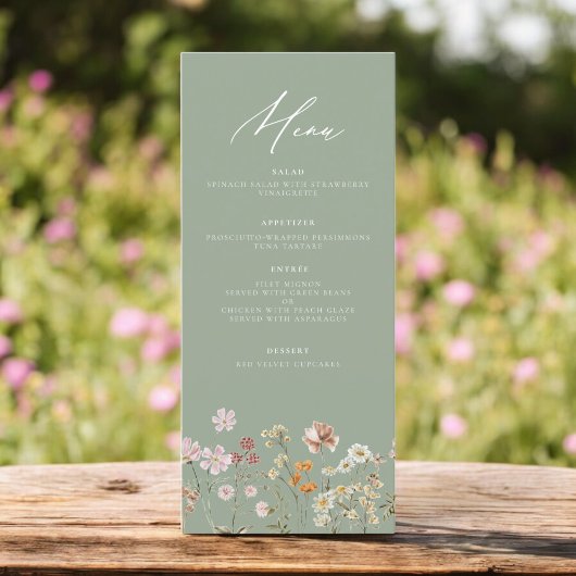 Wildflower Boho Elegante bruiloft receptie Menu