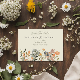 Wildflower Boho Fall Trouwfoto Bewaar de datum Save The Date