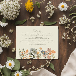 Wildflower Boho Fall Wedding Details Informatiekaartje