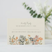 Wildflower Boho Fall Wedding RSVP Kaartje (Staand voorkant)