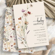 Wildflower Boho Floral Baby shower Invitation