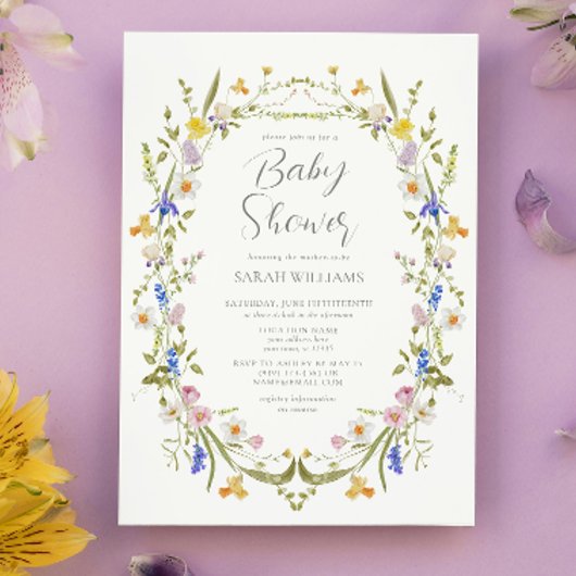 Wildflower Boho Floral Baby shower Kaart