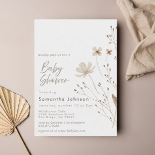 Wildflower Boho Floral Baby shower Kaart