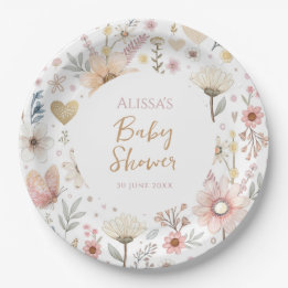 Wildflower Boho Floral Baby shower Papieren Bordje