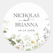 Wildflower Boho Floral Garden Wedding Ronde Sticker (Voorkant)
