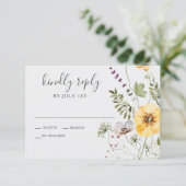 Wildflower Boho Floral Wedding RSVP Kaartje (Staand voorkant)