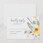 Wildflower Boho Floral Wedding RSVP Kaartje (Voorkant / Achterkant)